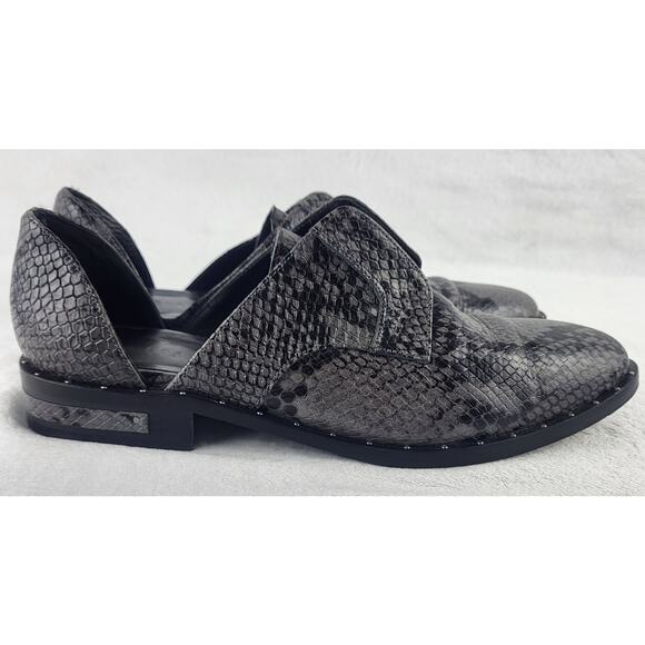 NEW Freda Salvador D'Orsay Loafers Embossed Snakeskin Leather Side Cut Flats | 7 - Picture 13 of 15